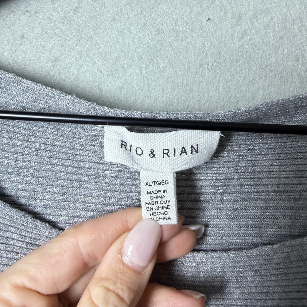 Rio & Rian Gray Ribbed Long Sleeve Drop Shoulder Sweater Women's size XL - Picture 3 of 7